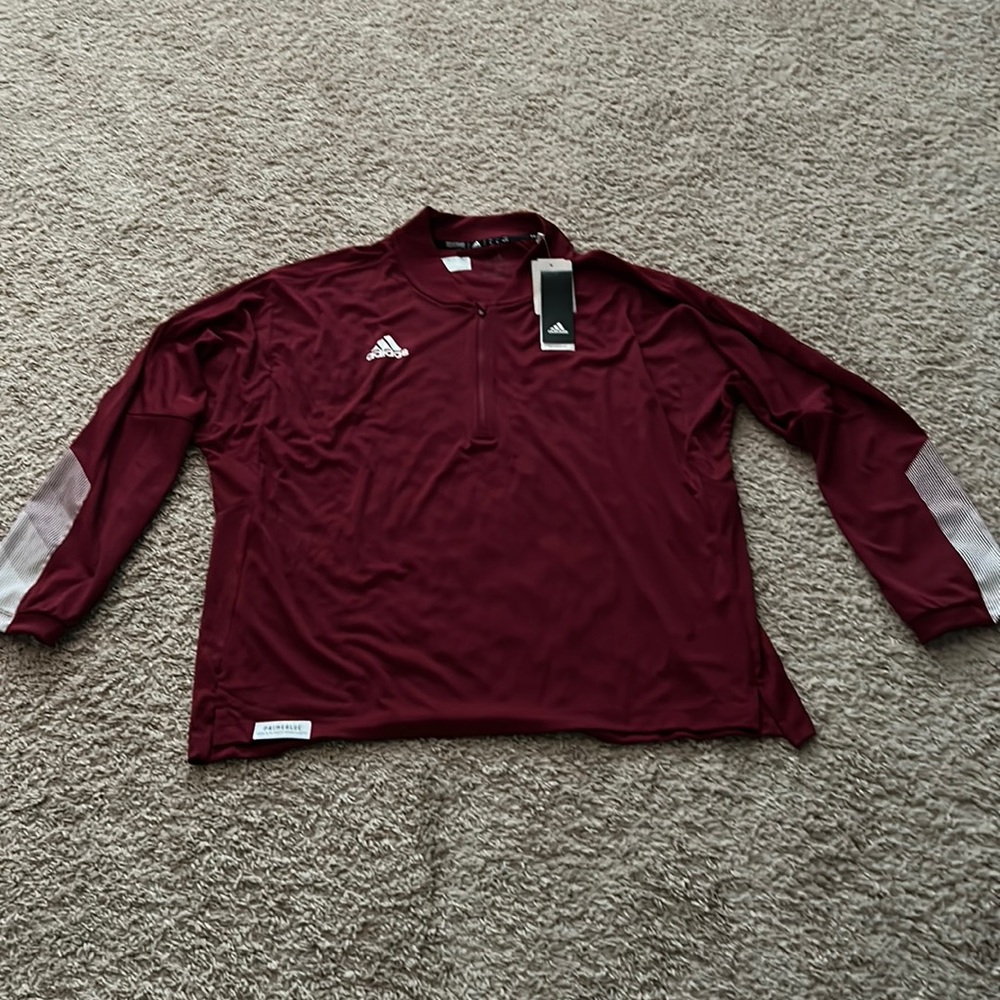 Adidas LS 1/4 Zip Top Maroon Size XL